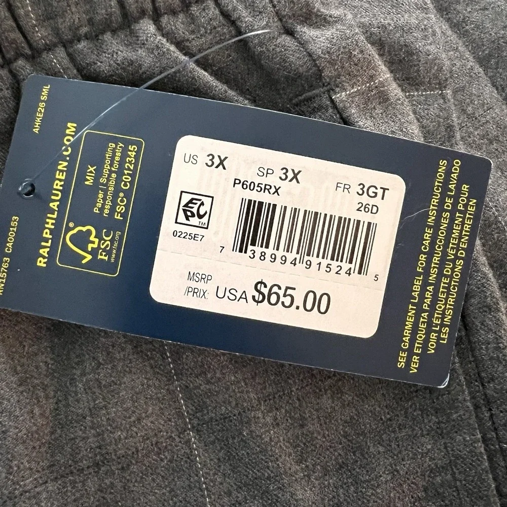 New Polo Ralph Lauren Sleepwear Men's Pyjama Pants 3X Window Pane Plaid